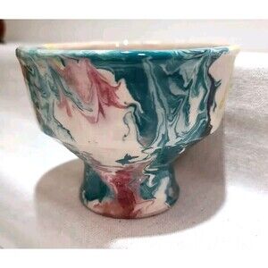 Vintage MELROSE Multi-Color Drip Glaze Flowerpot Made In Italy  Footed